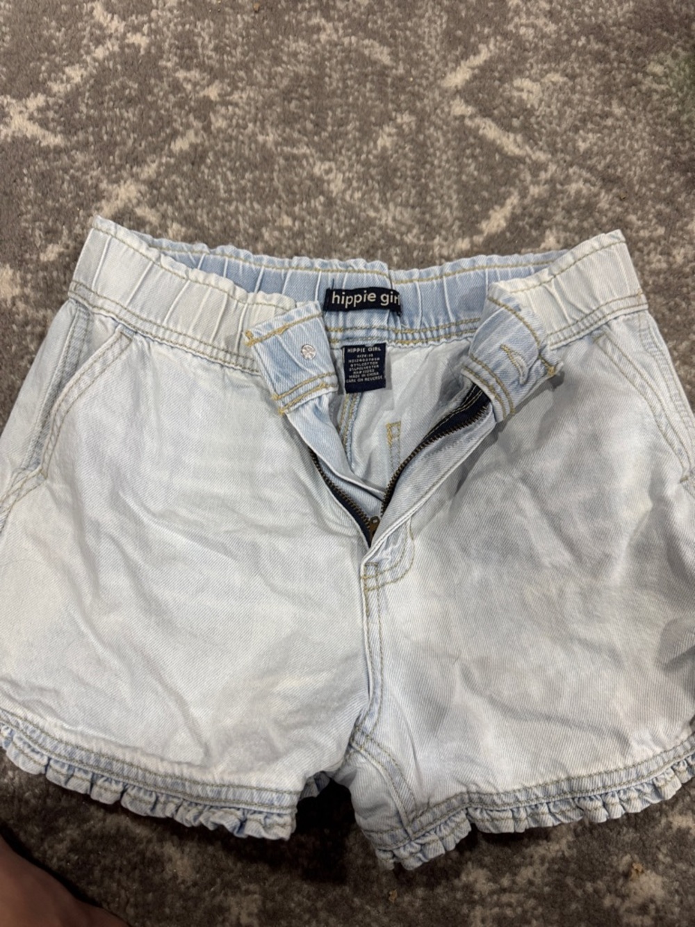 Hippie Girl Light Wash Ruffle Hem Denim Shorts
